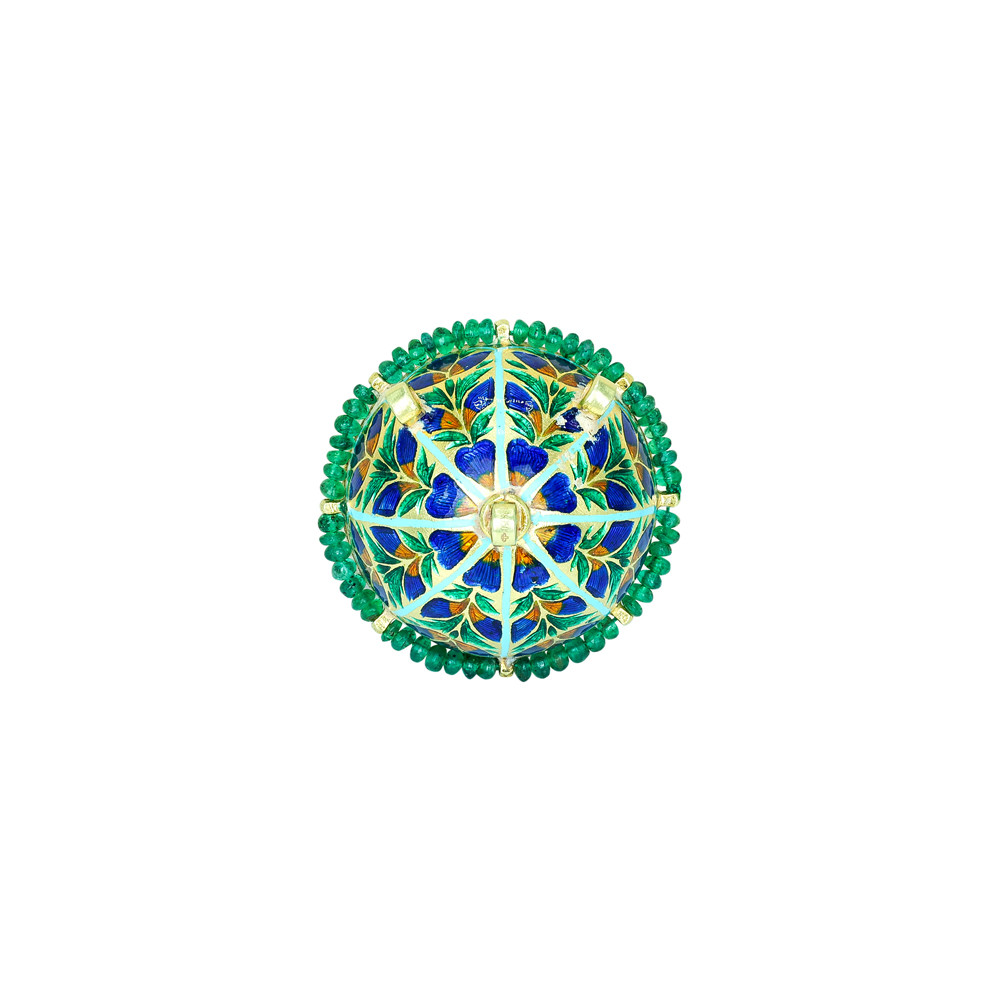 Traditional Polki Borla with Emerald Beads and Pearl String